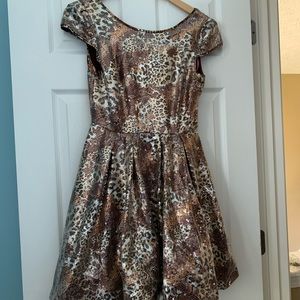Leopard Print Sequined Betsey Johnson Dress
